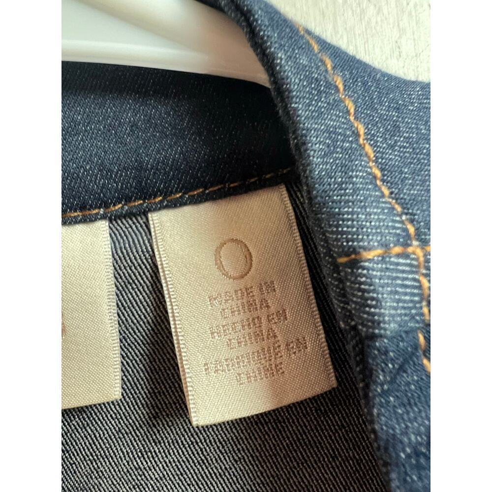 Chicos Women's Western Blue Denim Jacket Long Gold Clasp Pockets 0 - Picture 3 of 13